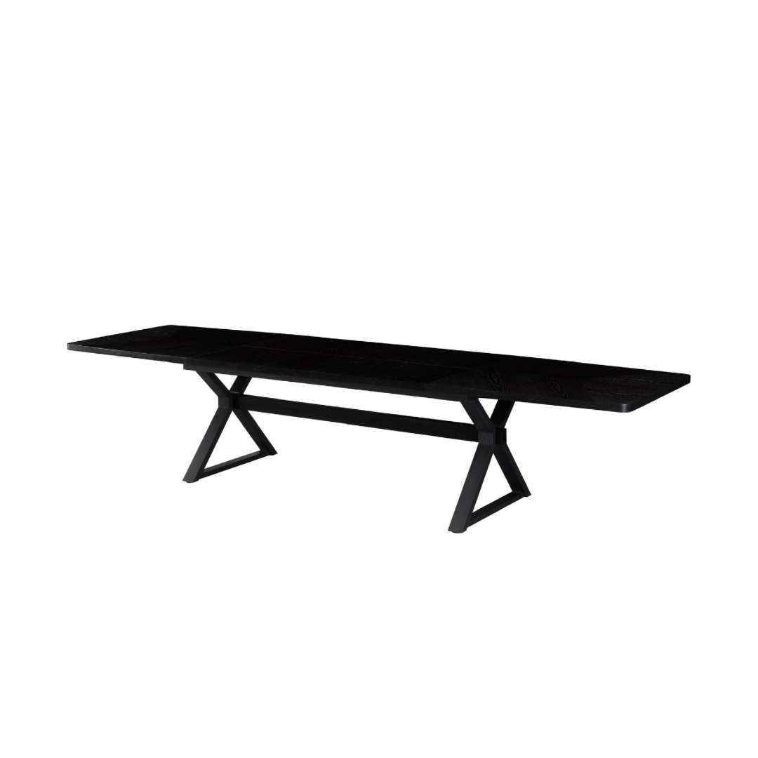 שולחן פינת אוכל פורניר שחור רגל ברזל שחור דגם אמה שולחן פינת אוכל פורניר שחור רגל ברזל שחור דגם אמה