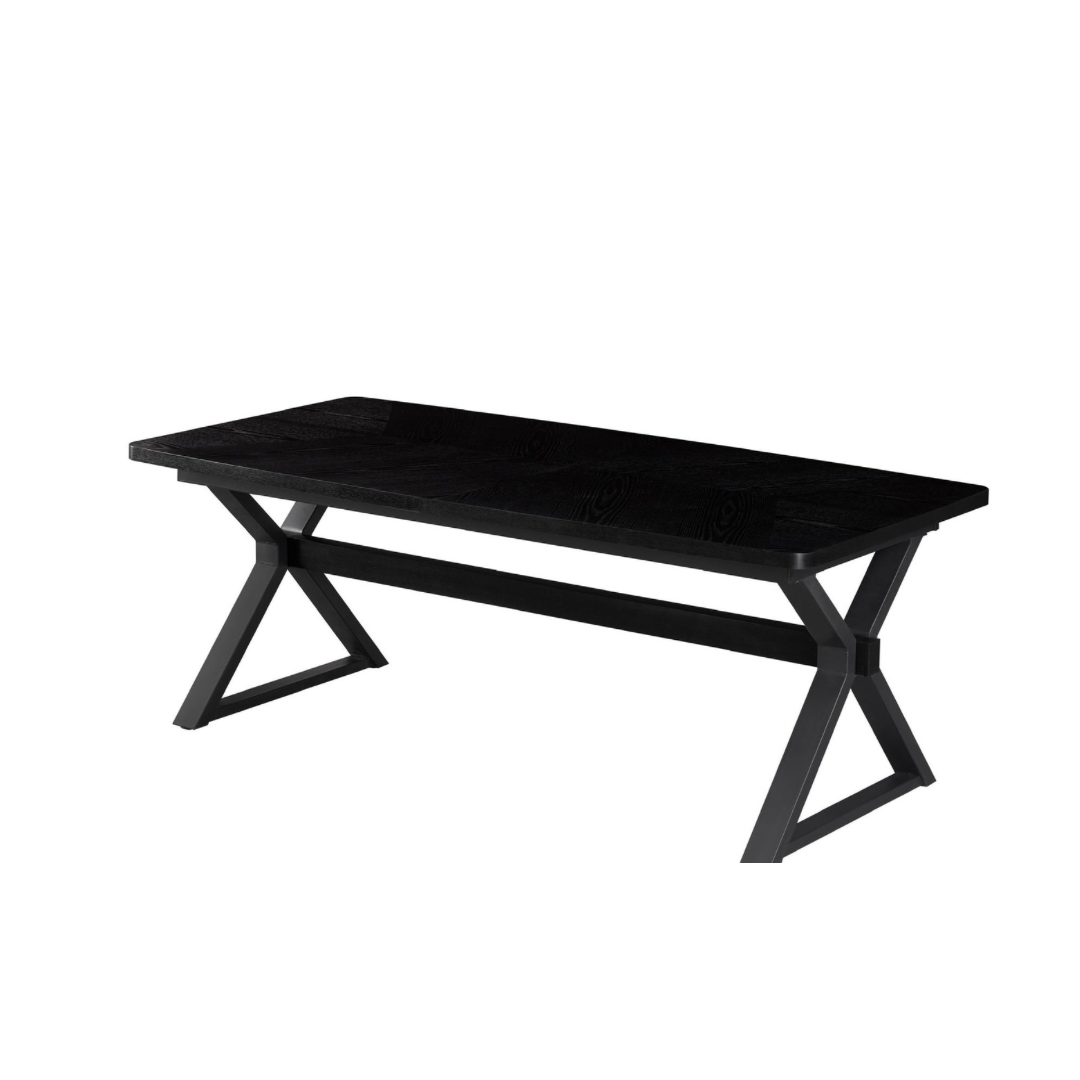 שולחן פינת אוכל פורניר שחור רגל ברזל שחור דגם אמה שולחן פינת אוכל פורניר שחור רגל ברזל שחור דגם אמה