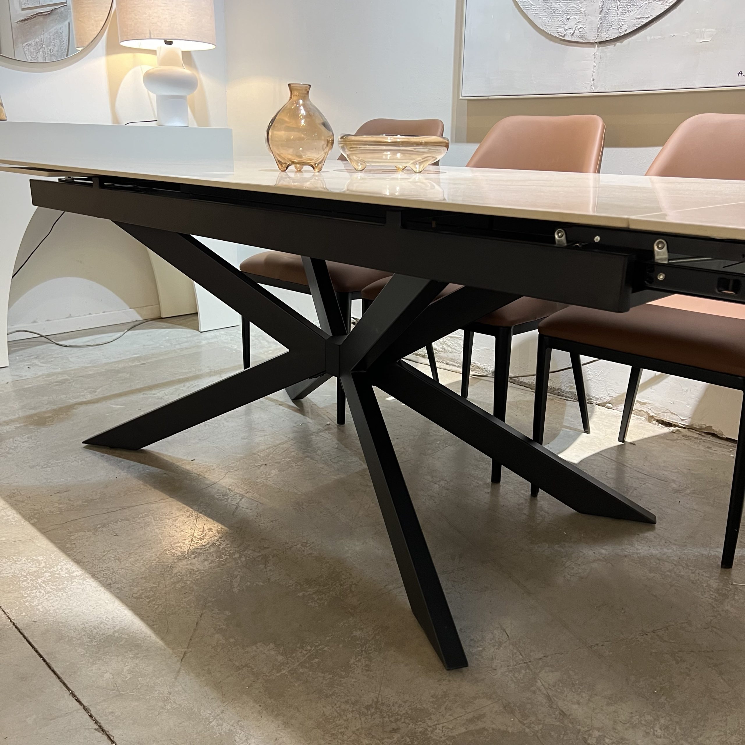 שולחן אוכל פורצלן גרניט אבן מבריק נפתח דגם לאקי photo number 5