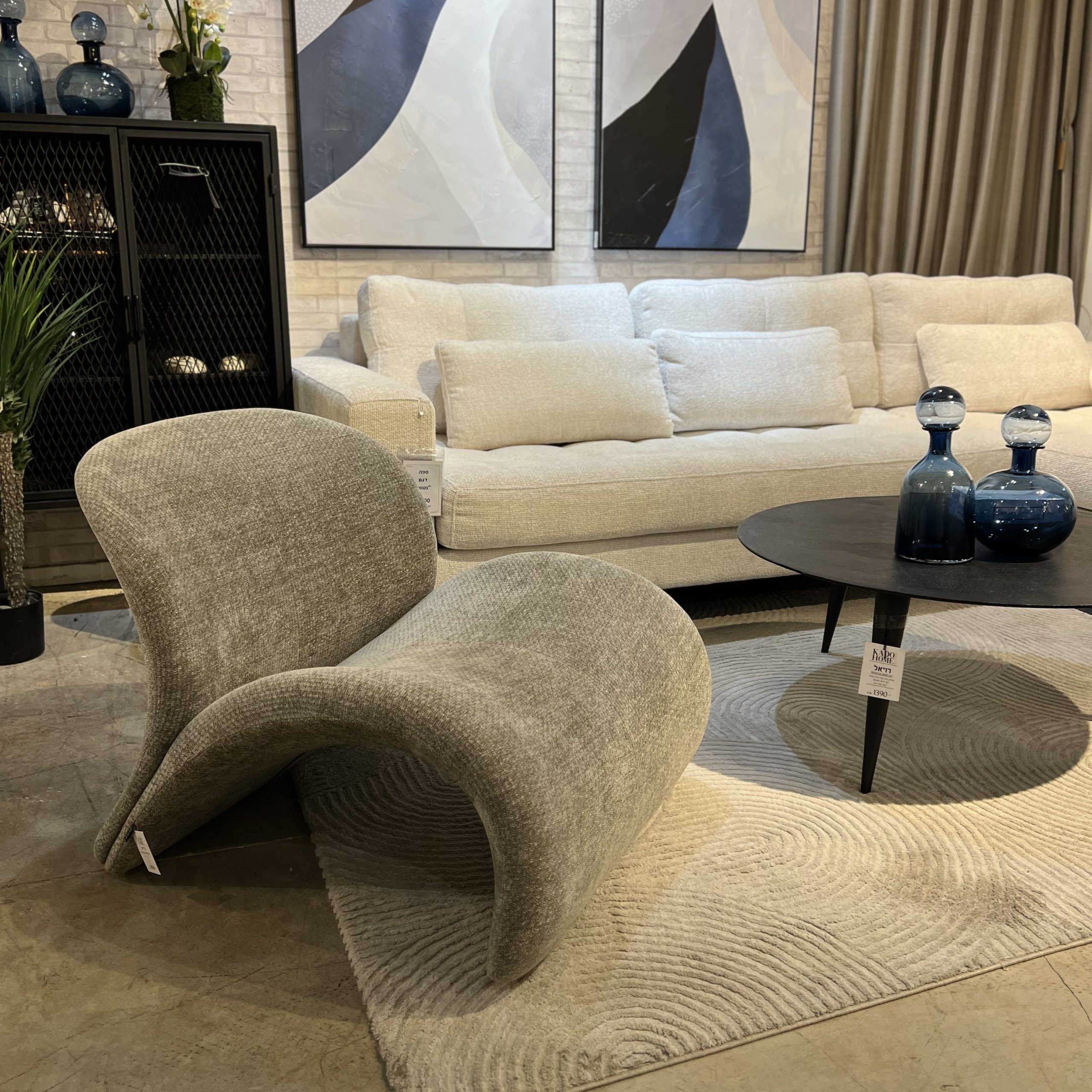 כורסא מוניקה בד אריג אפור דגם גרייס כורסא מוניקה בד אריג אפור דגם גרייס