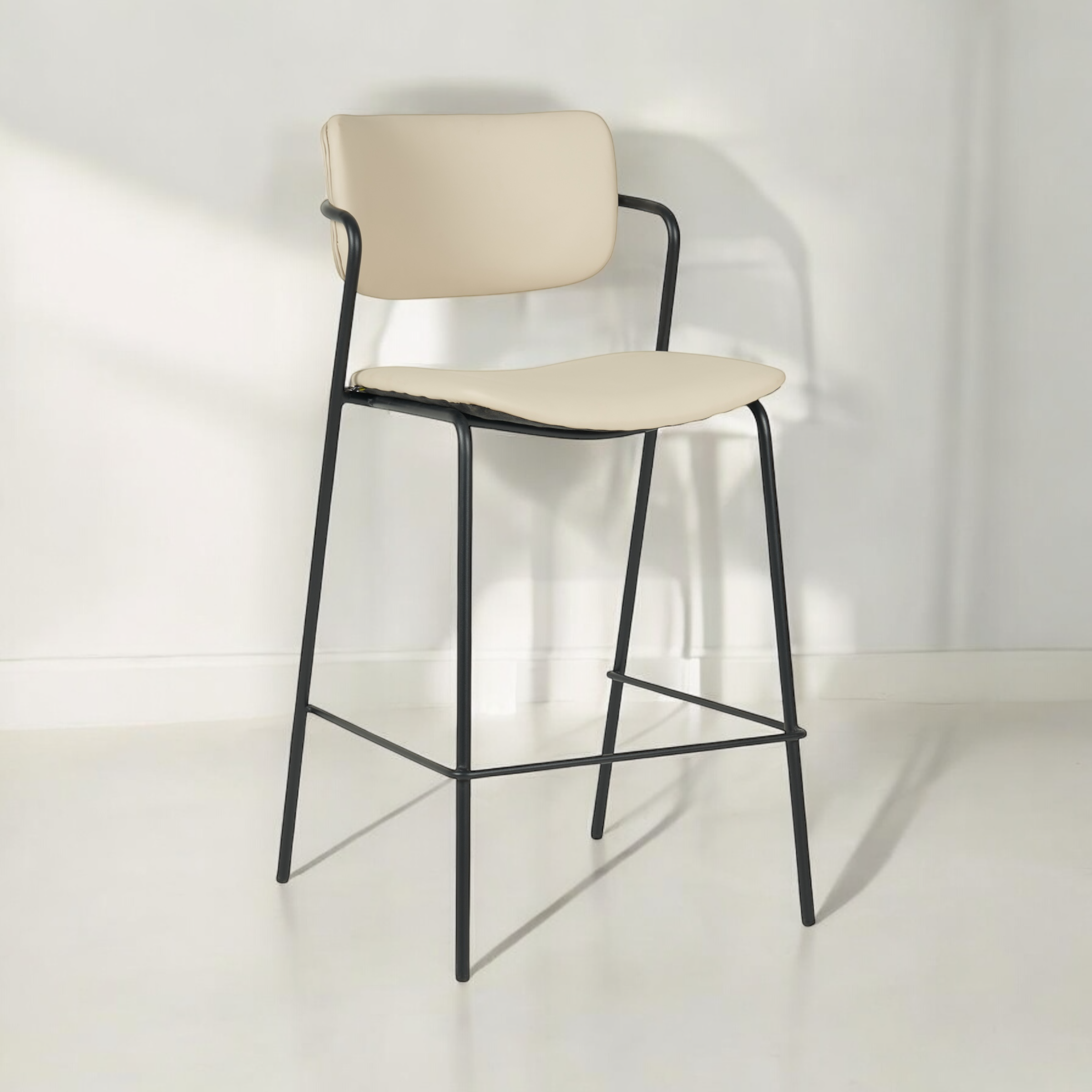 כיסא בר דגם לוסיאן בד דמוי עור בז - SALE כיסא בר דגם לוסיאן בד דמוי עור בז - SALE